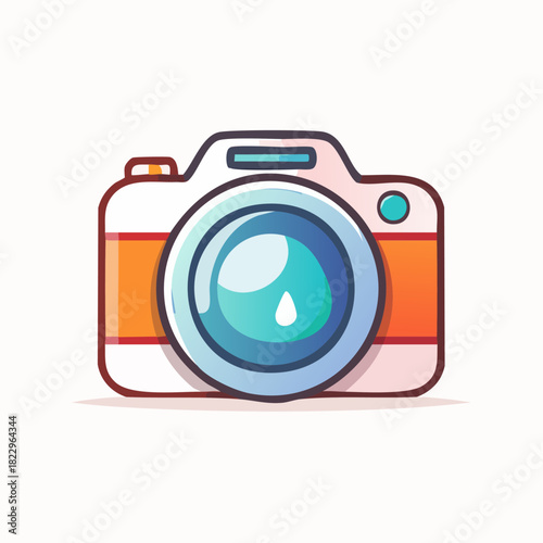 Vibrant Cartoon Camera Icon with Bold Outline and Colorful Details.