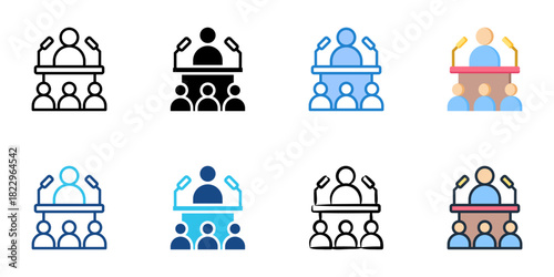 Public speaking icon set multiple style collection vector illustration 
