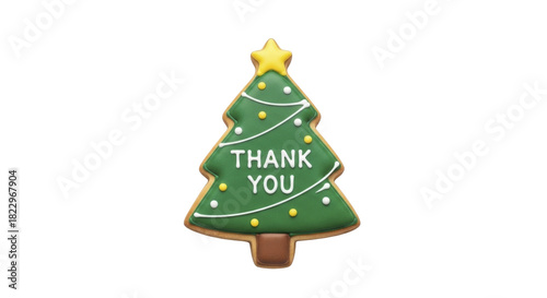 Christmas tree shaped cookie with thank you message on transparent background PNG image PNG file