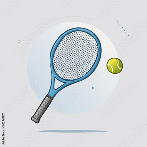 Tennis Racket and Ball Illustration.