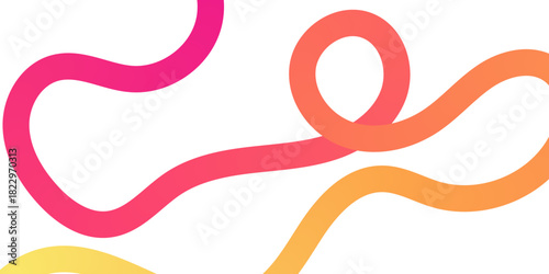 Wavy line background, warm flowing line : Abstract background with multiple thick, curving lines in warm colors: pink, red, orange, and yellow. forming loose looping curves in a bright modern abstract