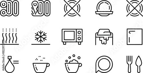 Laundry and kitchen care line icons