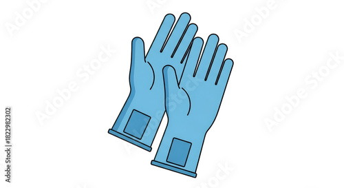 Blue Protective Gloves Vector Illustration On Black