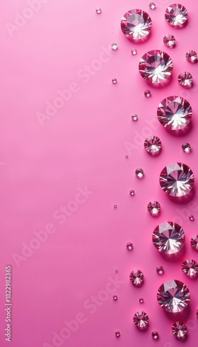 Pink background featuring sparkling rhinestone and diamond accents , photography, image