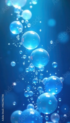 Wallpaper Mural White bubbles ascend in a vibrant blue flarium setting , glossy, smooth, form Torontodigital.ca