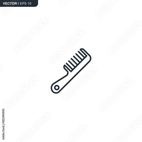 Hair comb, linear style sign for mobile concept and web design
