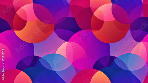 Vibrant Geometric Pattern with Overlapping Circles in Bright Colors