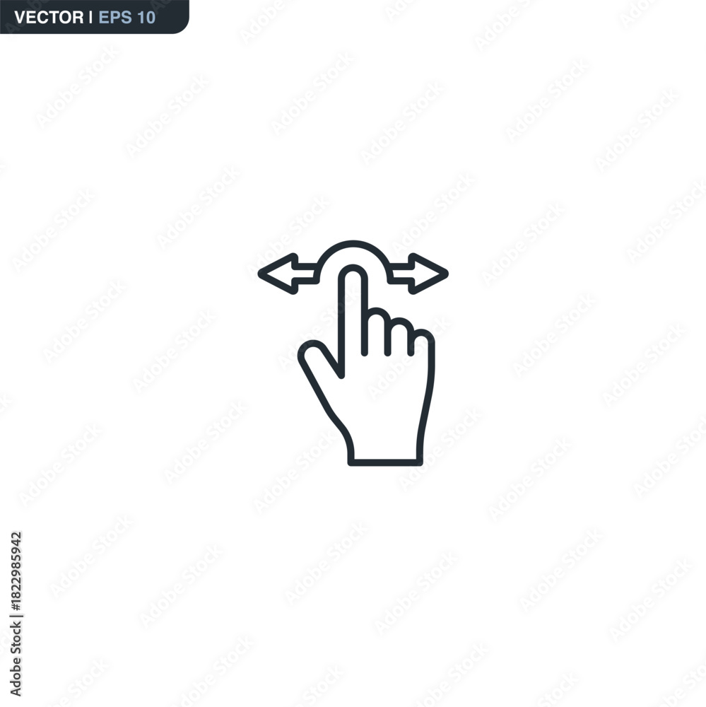 Fototapeta premium Hand swipe, linear style sign for mobile concept and web design