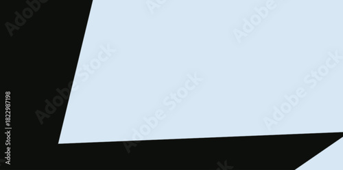 Bold Light Blue and Black Geometric Corner. Stark vector illustration background with a bold, L-shaped geometric section in black contrasting with the expansive light blue area.