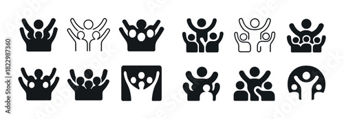 Set of abstract family and friendship icons in black and white