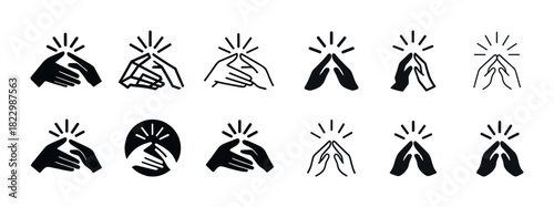 Collection of iconic hand gesture symbols in various styles