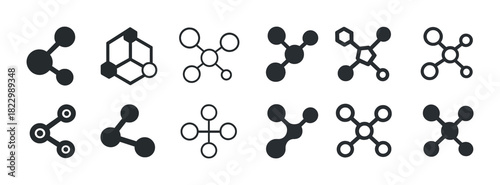 Collection of chemical and molecular structure icons in black