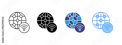 Global Network icon set multiple style collection