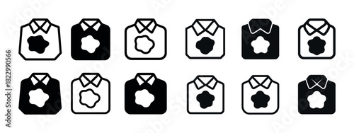 Shirt stains icons: laundry symbols in black and white