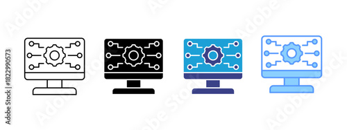 Digital Transformation icon set multiple style collection