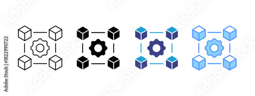 Blockchain icon set multiple style collection