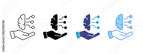 Artificial Intelligence icon set multiple style collection