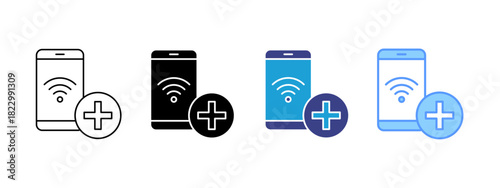 Telemedicine icon set multiple style collection