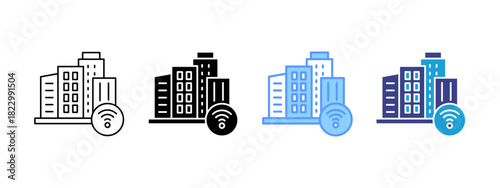 Smart Cities icon set multiple style collection