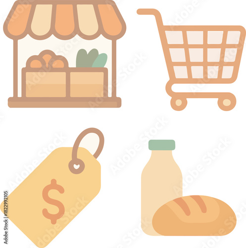 market with flat design style, eps 10 illustration rev