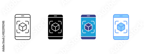 Augmented Reality icon set multiple style collection