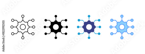 Tech Hubs icon set multiple style collection