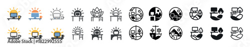 Evolution of workspace icons: from sunrise to modern minimalist desks