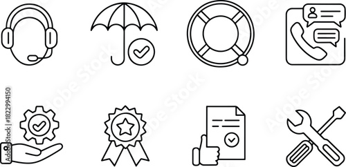 Set of business support and safety icons