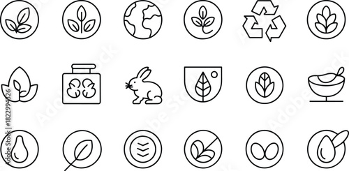Set of Eco Friendly Outline Icons for Web