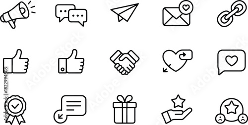 Set of Line Icons for Social Media