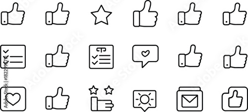 Simple line style feedback and rating icons