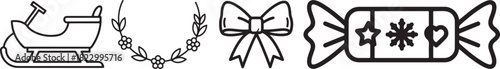 Festive Season Graphic Elements Sleigh Bow Candy Snowflake Icons