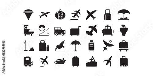 Vector travel and vacation icons set