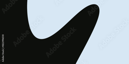 Minimalist Black and Light Blue Upsweep. Simple vector illustration background with a sharp, upward sweeping curved element in black against light blue.