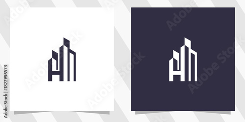 letter h with building logo design
