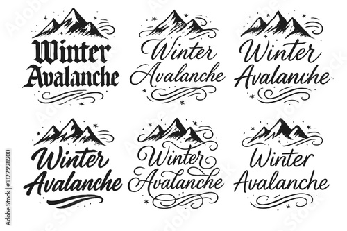 Winter Avalanche Calligraphy. Winter Avalanche. Create a calligraphy lettering illustration of the phrase: