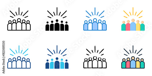 Team building icon set multiple style collection vector illustration 

