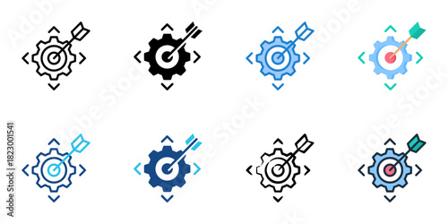 Goal setting icon set multiple style collection vector illustration 
