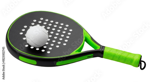 Padel racket ball sport equipment paddle tennis game activity competition fitness exercise match leisure on transparent background