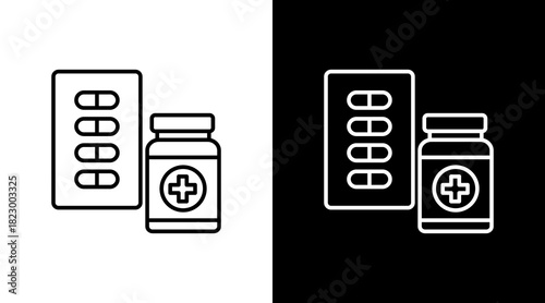 Vitamin And Supplements White Icon Set Design