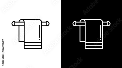 Towel Rack White Icon Set Design