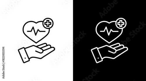 Heart Rate White Icon Set Design