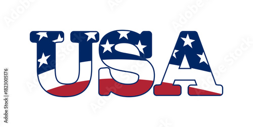 Bold usa text designed with stars and stripes pattern, perfect for patriotic themes and events.