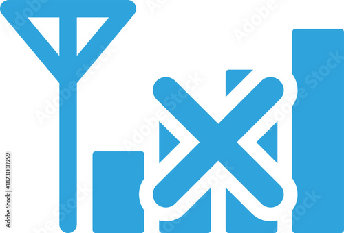 携帯電話の電波無し状態のフラットアイコン
