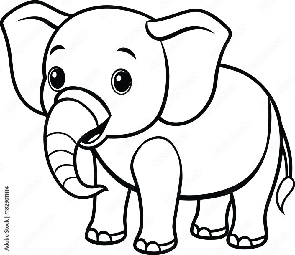 Fototapeta premium Elephant cartoon coloring page Vector