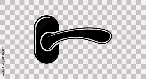 Black door handle on transparent background