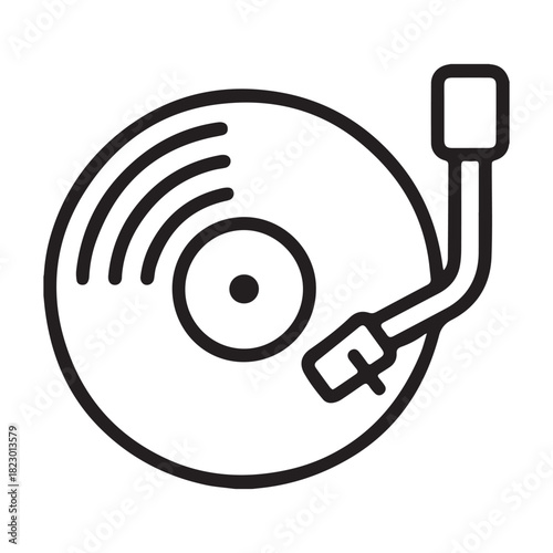 Simple line art icon of a vinyl record player
