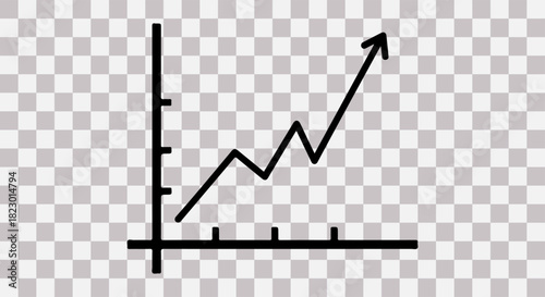 Hand drawn upward trending graph on transparent background
