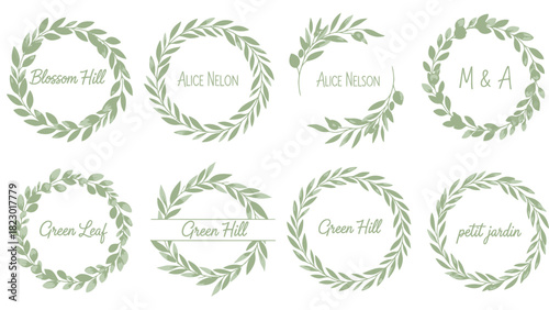 Elegant Watercolor Botanical Logos - Green Leaf & Floral Branding Kit