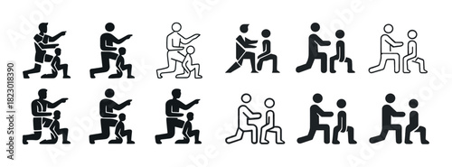 Set of parenting and guidance icons in various styles